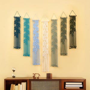 Slim Macrame Wall Hanging, Boho Leaf Decor, Handcrafted in Texas