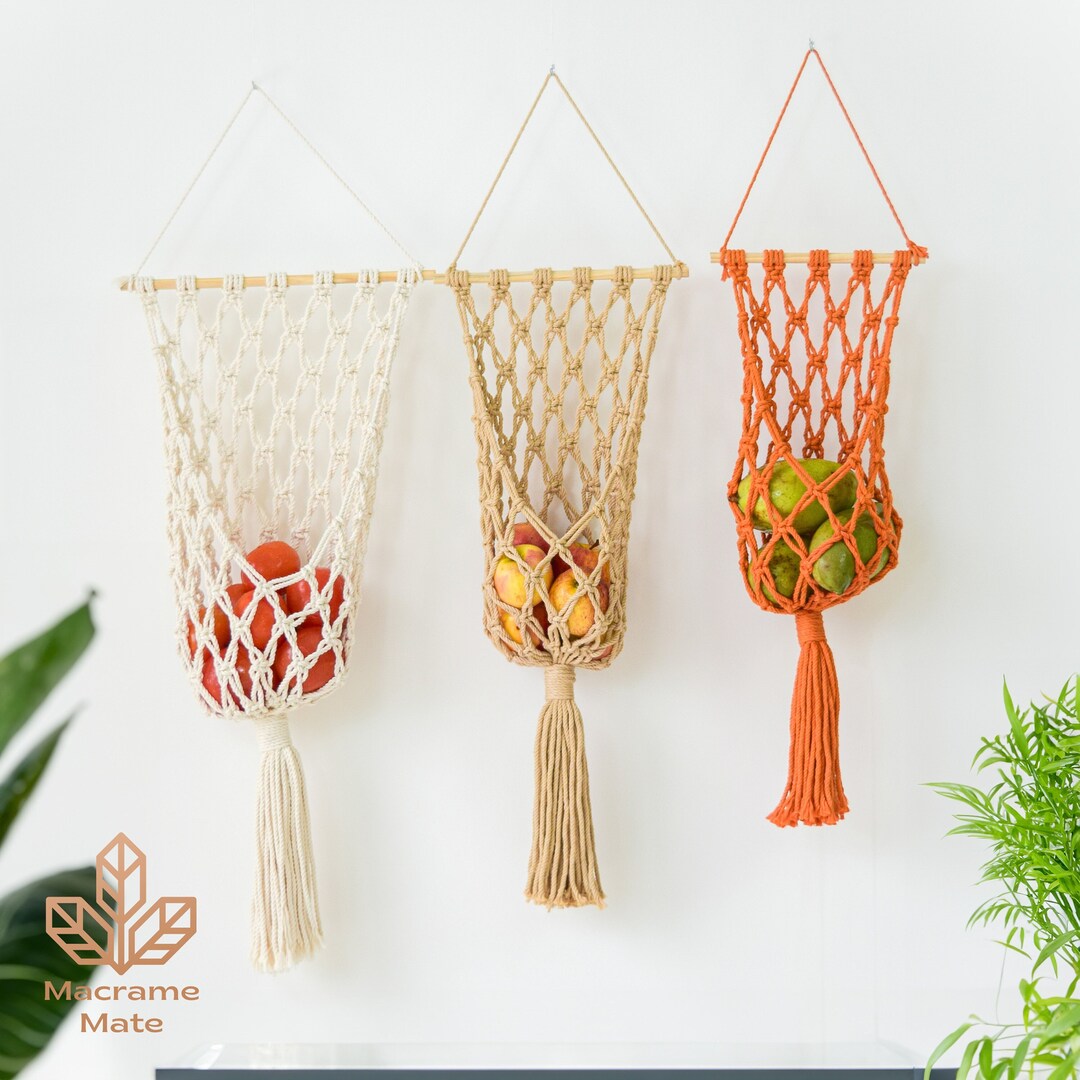 Macrame Fruit Hanger Hanging Fruit Basket Veggie Fruit Etsy