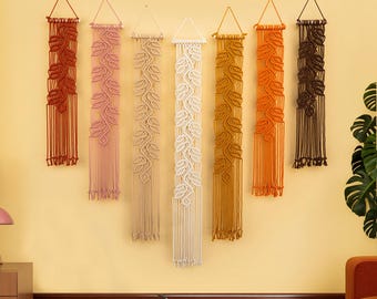 Long Macrame Leaf Wall Hanging: Boho Nursery Decor