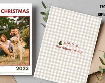 Plaid Christmas Tree Holiday Card, Family Christmas Card, Design Template