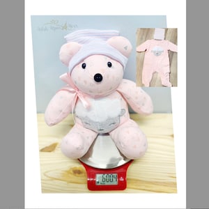 Birthweight Memory keepsake Bear-custom teddy bears-keepsakes from baby clothes