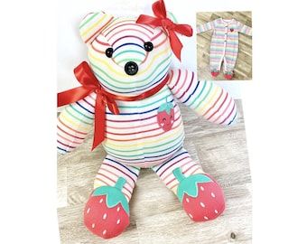 keepsake baby memory bear-handcrafted plush-custom teddy bear-infant clothes keepsake