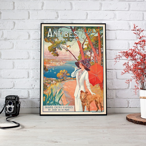 French Riviera Vintage Travel Poster | Cote d'Azur Haute Couture Printable Retro Poster | Downloadable Eclectic Vintage Art | GG 46
