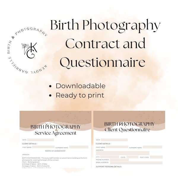 BIRTH PHOTOGRAPHY AGREEMENT