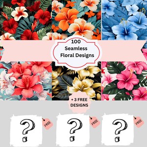 100 Seamless Tropical Floral Tumbler Wrap Designs, 20oz Sublimation Designs, Digital PNG, Straight Tumbler Wrap