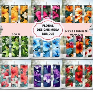 100 Boho floral wrap 20oz skinny tumbler sublimation design downloads Spring Flower tumbler digital download PNG