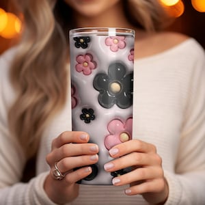 Floral inflatable Tumbler Wrap 3D Inflated Puff Tumbler Wrap Bundle, Tumbler Design Bundle, 20oz Straight Tumbler Wrap, Digital Download