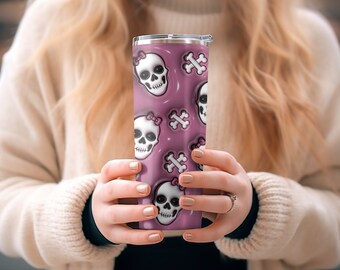 Inflated Halloween Tumbler Wrap Bundle 3D Puff Halloween Tumbler Wraps 20oz Skinny Sublimation Digital Downloads Spooky Skeleton Ghost