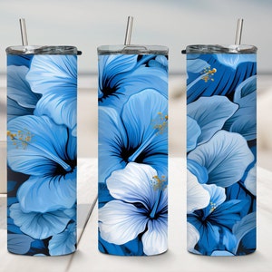 Tropical Flowers Tumbler 20oz skinny tumbler sublimation design downloads Spring Flower wrap digital download PNG