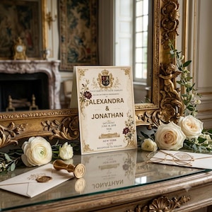 Royal Wedding Invitation Suite, Renaissance Floral Invite, Editable Vintage Design (Instant Download)