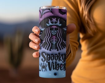 3D Halloween Opgeblazen Tumbler Wrap PNG - 3D Puff Halloween 20oz Tumbler Sublimation - Skinny Tumbler Wrap - Instant Digitale Download