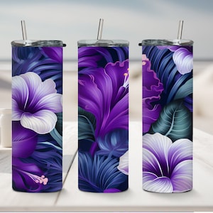 Flowers Tropical Tumbler  20oz skinny tumbler sublimation design downloads Spring Flower wrap digital download PNG