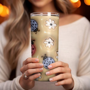 flores Bubble Wrap 3D Inflado Puff Tumbler Wrap Bundle, Paquete de diseño de vaso, Envoltura de vaso recto de 20 oz, Descarga digital