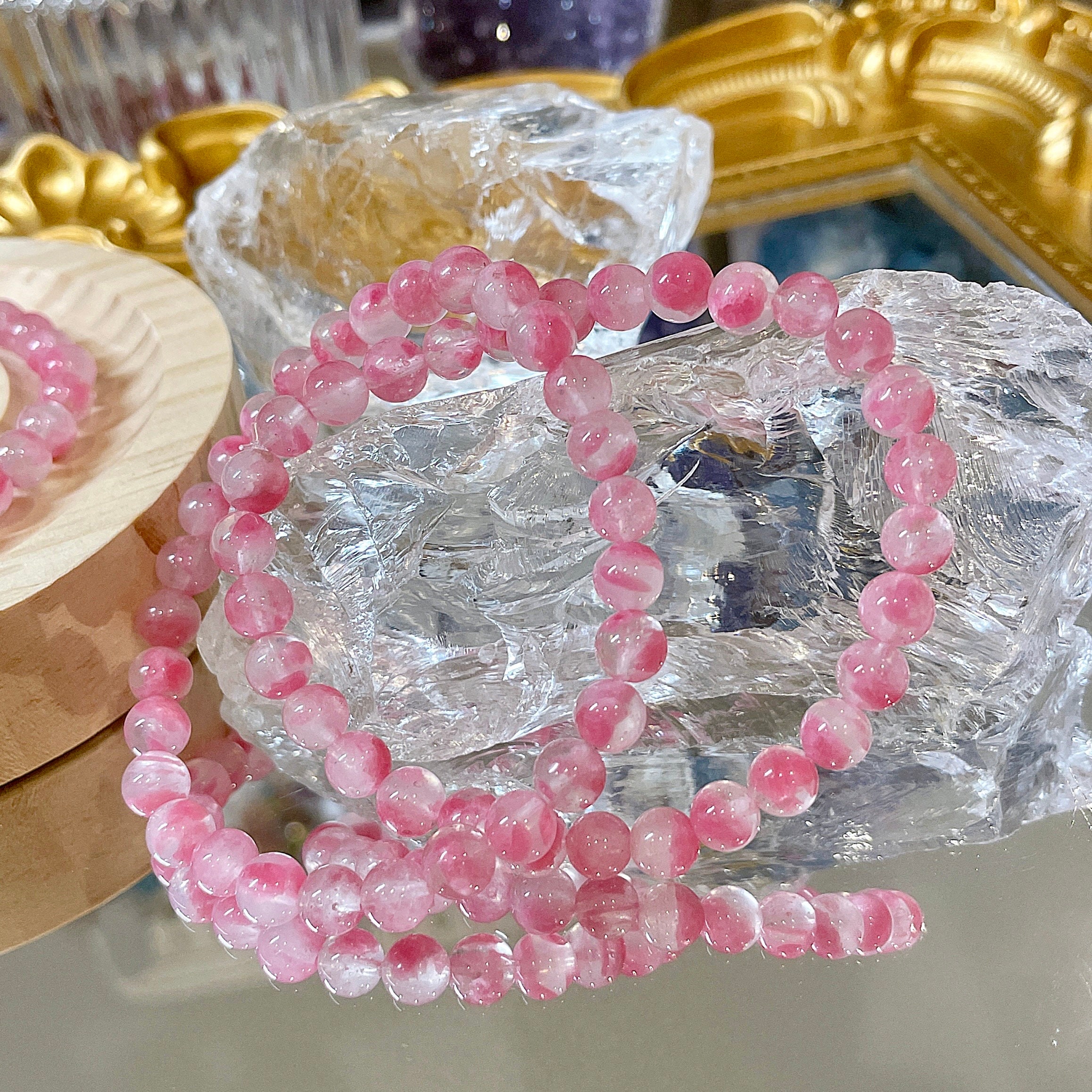 Sakura Rhodonite in Quartz (High Quality) Bracelet for Attraction, Love and  Self Worth