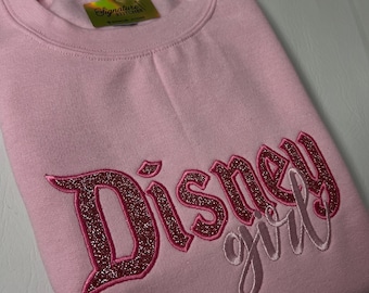 Pink Magic Girl ronde hals glitter geborduurd sweatshirt op prinses geïnspireerde trui Park Day Outfit voor reizen Fairy Tale Vibes cadeau
