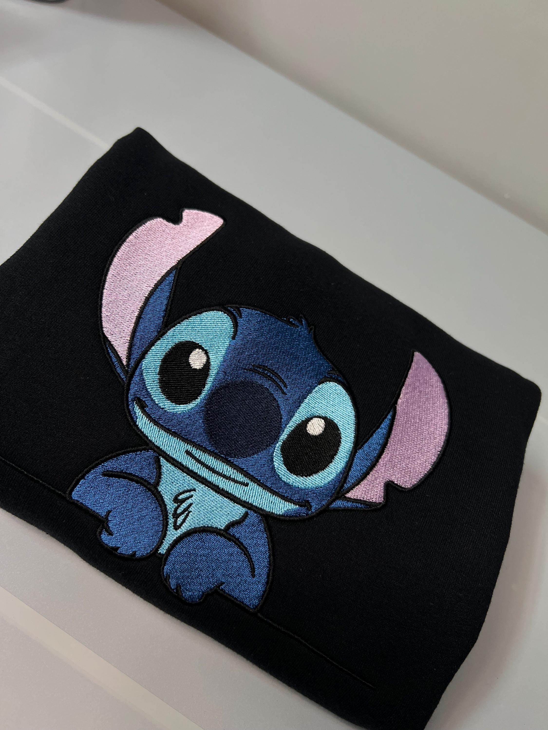 Blue Alien Buddy Embroidered Crewneck – Cozy Black Pullover - Thumbnail 3
