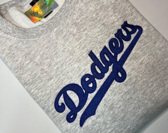 Blue Baseball Crewneck Sweatshirt Embroidered or Glitter Stitch Game Day Outfit LA Fan Vibes Pullover Sparkle or Full Stitch Option dodgers