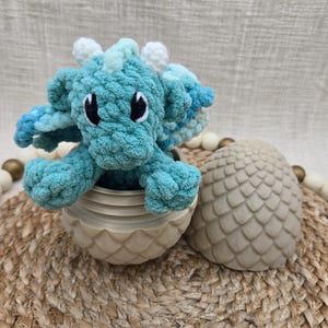 Crochet Dragon in Egg: Custom DnD Plush, Fantasy Creature Gift