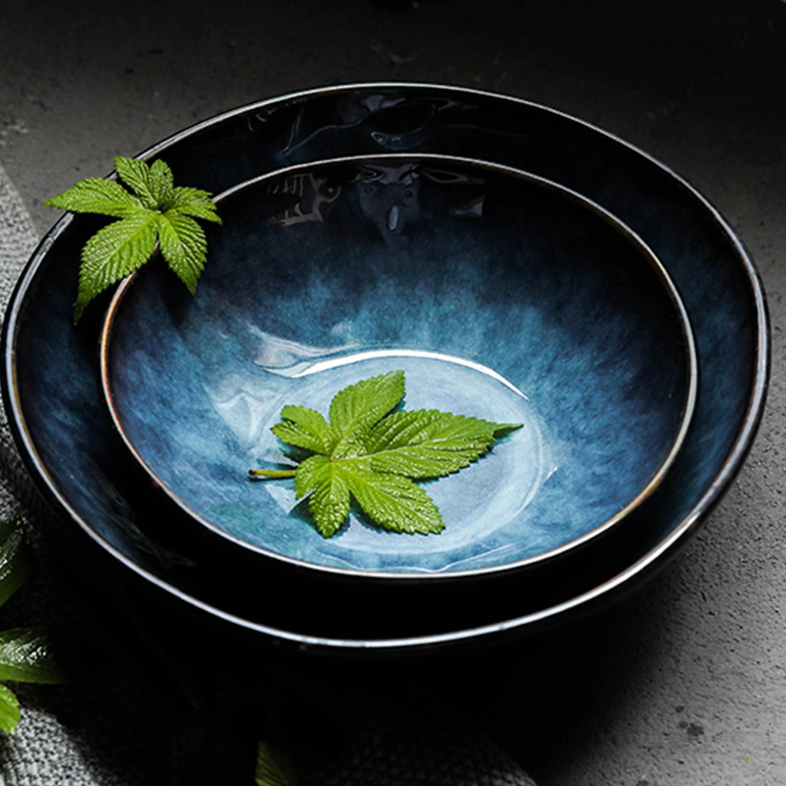 Large Blue Pasta Serving Bowl