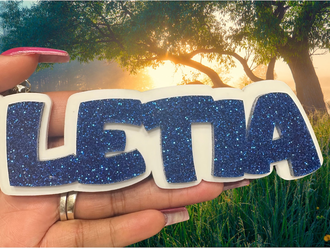 Blue Glitter Acrylic Keychain| Back Pack Tag| Custom Name Keychain ...