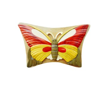 Butterfly Puzzle Box - Elegant Wood Artwork with Hidden Lock