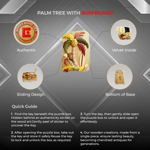 Palm Tree with Surfboard - Wooden Puzzle Box