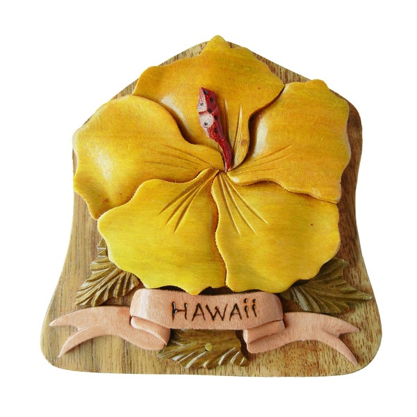 Hawaii Hibiscus Flower - Wooden Security Puzzle Box