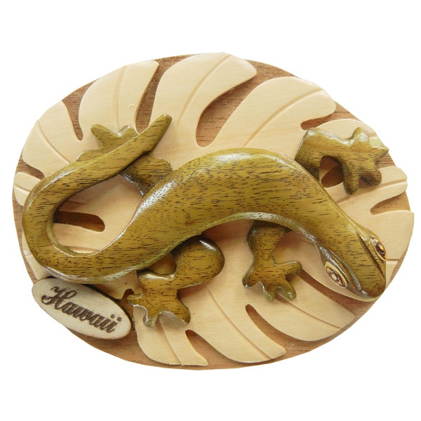 Gecko on Leaf - Wooden Puzzle Box