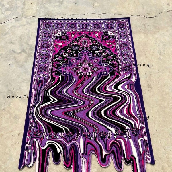 Melting Irregular Purple Hand Tuft Woolen Area Rug Living Dining Bed Room Hotel, High Quality Area Rug Size 5x8 7x10 8x10 9x12 10x14 4x6Melt