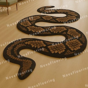 Hand Tufted Snake Rug 3x10 ft Runner Rug for Hallways Cozy Animal Carpet Decor Eye Catching Reptiles-Inspired Floor 5x8 Ft 2.5x8 ft 8x10 ft
