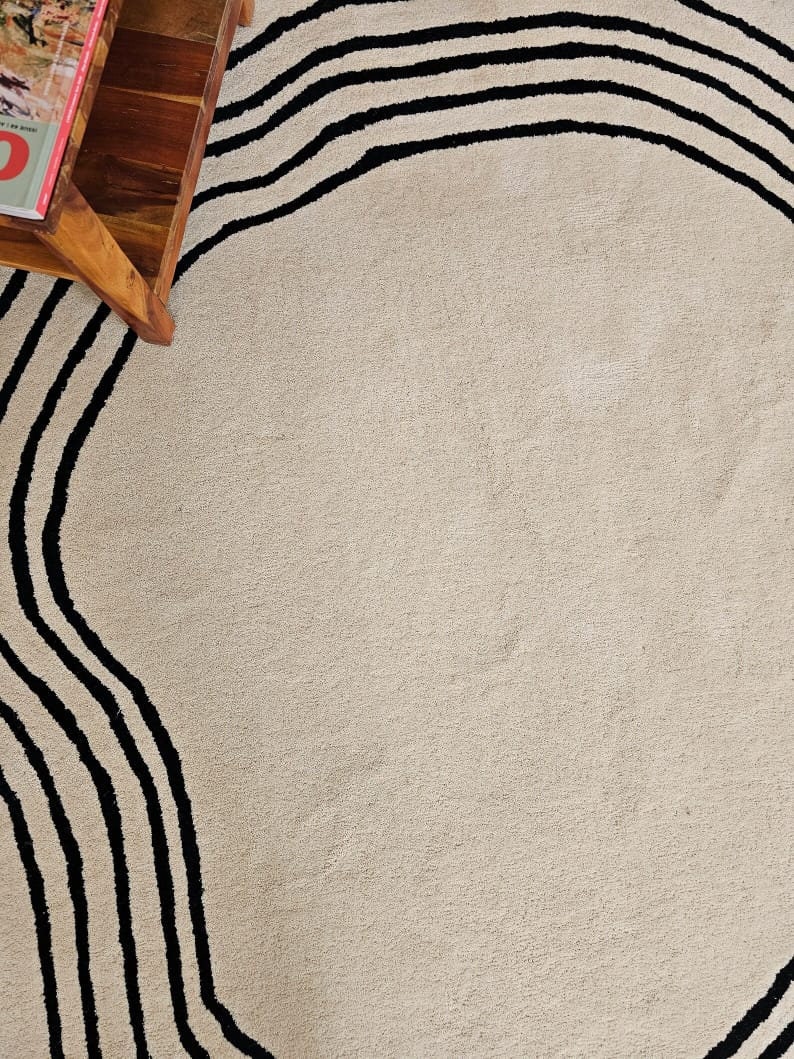 Solid Rug Bean Shaped Kidney Shaped Hand Tufted Large Area Rug Ivory ...