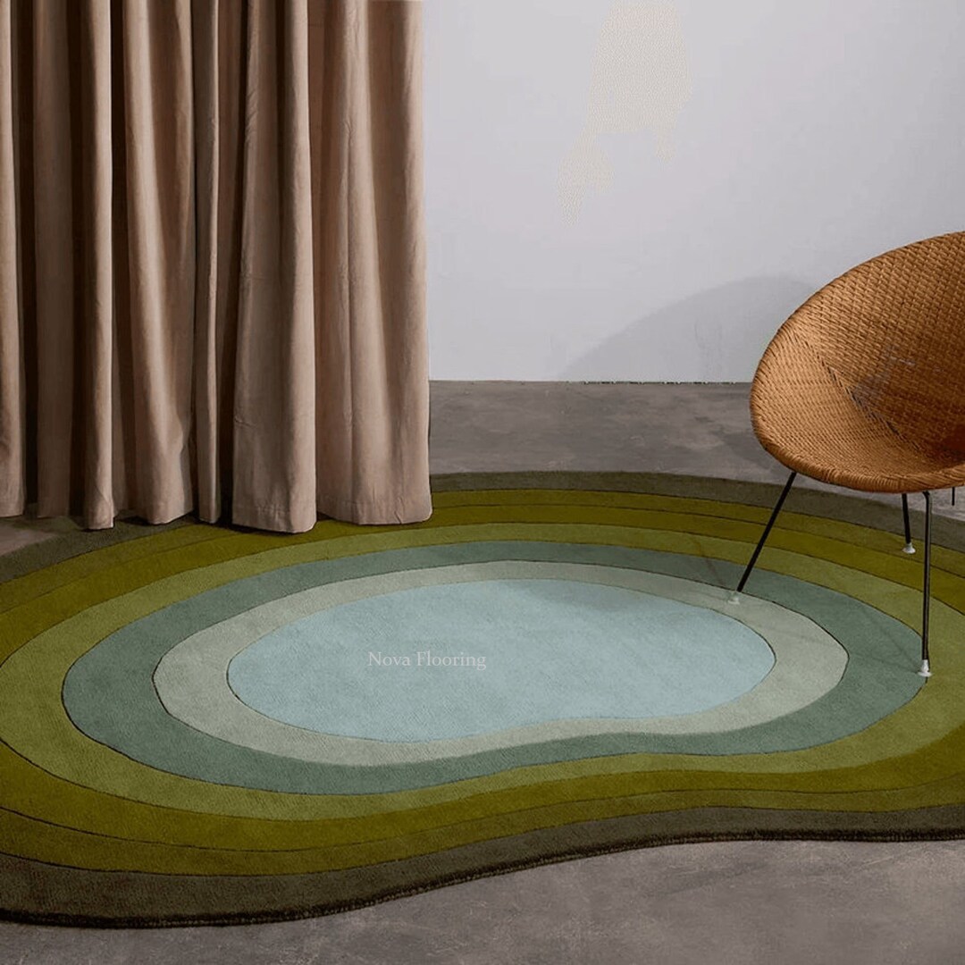 Monochromatic Modern Abstract Irregular Kidney Shape Woolen Hand Tufted ...