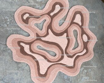 Faun Mush Irregular Amoeba Shaped Hand Tufted Amoeba Rug for Kitchen Home Decor Dining Bed Room, High Quality Soft&Fluffy Unique Pattern Rug