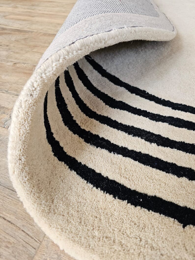 Solid Rug Bean Shaped Kidney Shaped Hand Tufted Large Area Rug Ivory ...