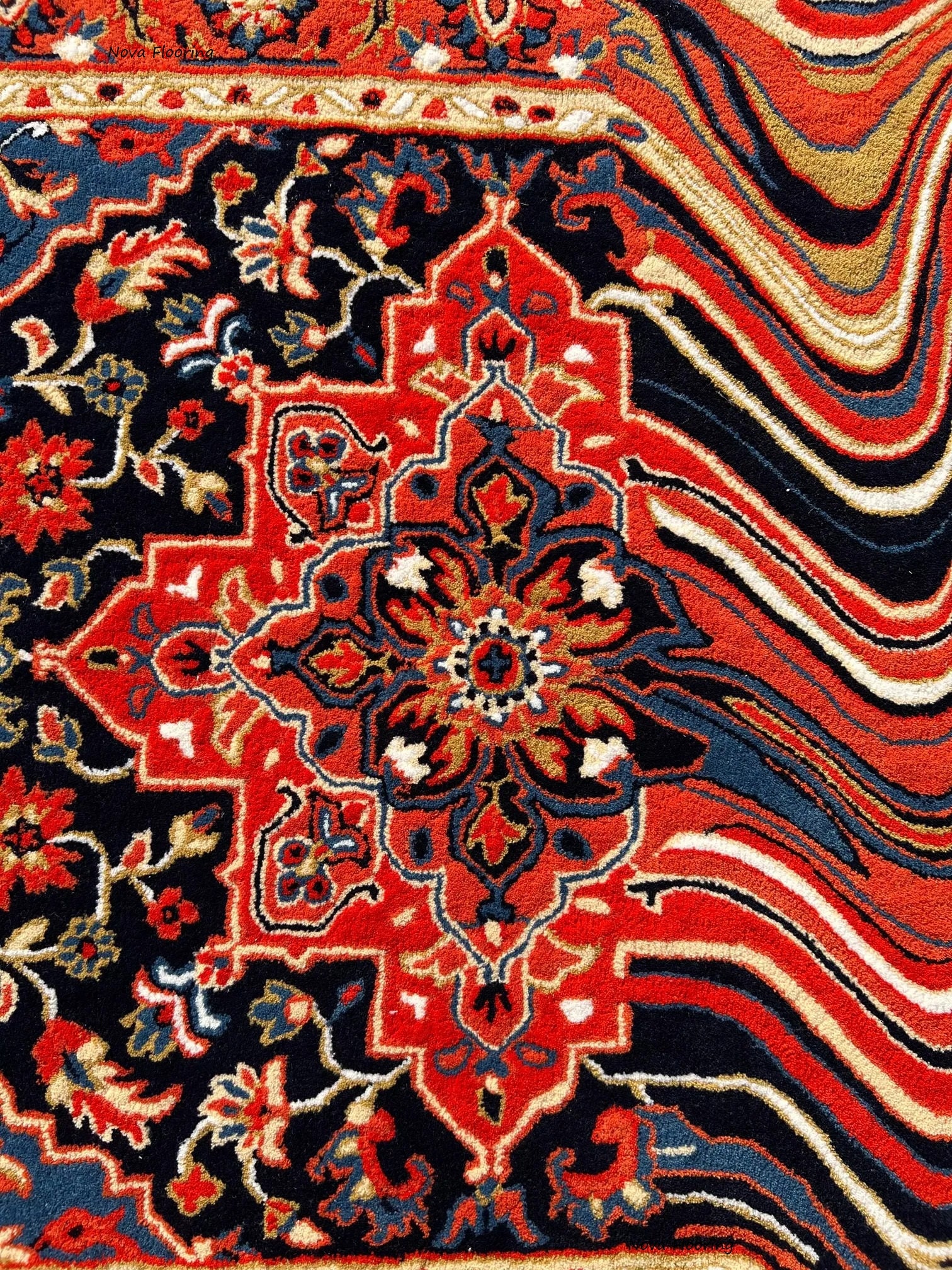 Melting Irregular Red Hand Tuft Woolen Area Rug Living Dining Bed Room ...