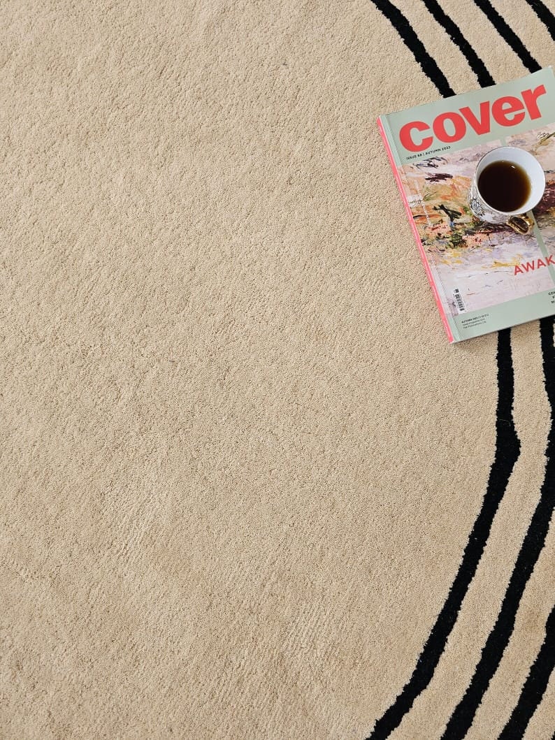 Solid Rug Bean Shaped Kidney Shaped Hand Tufted Large Area Rug Ivory ...