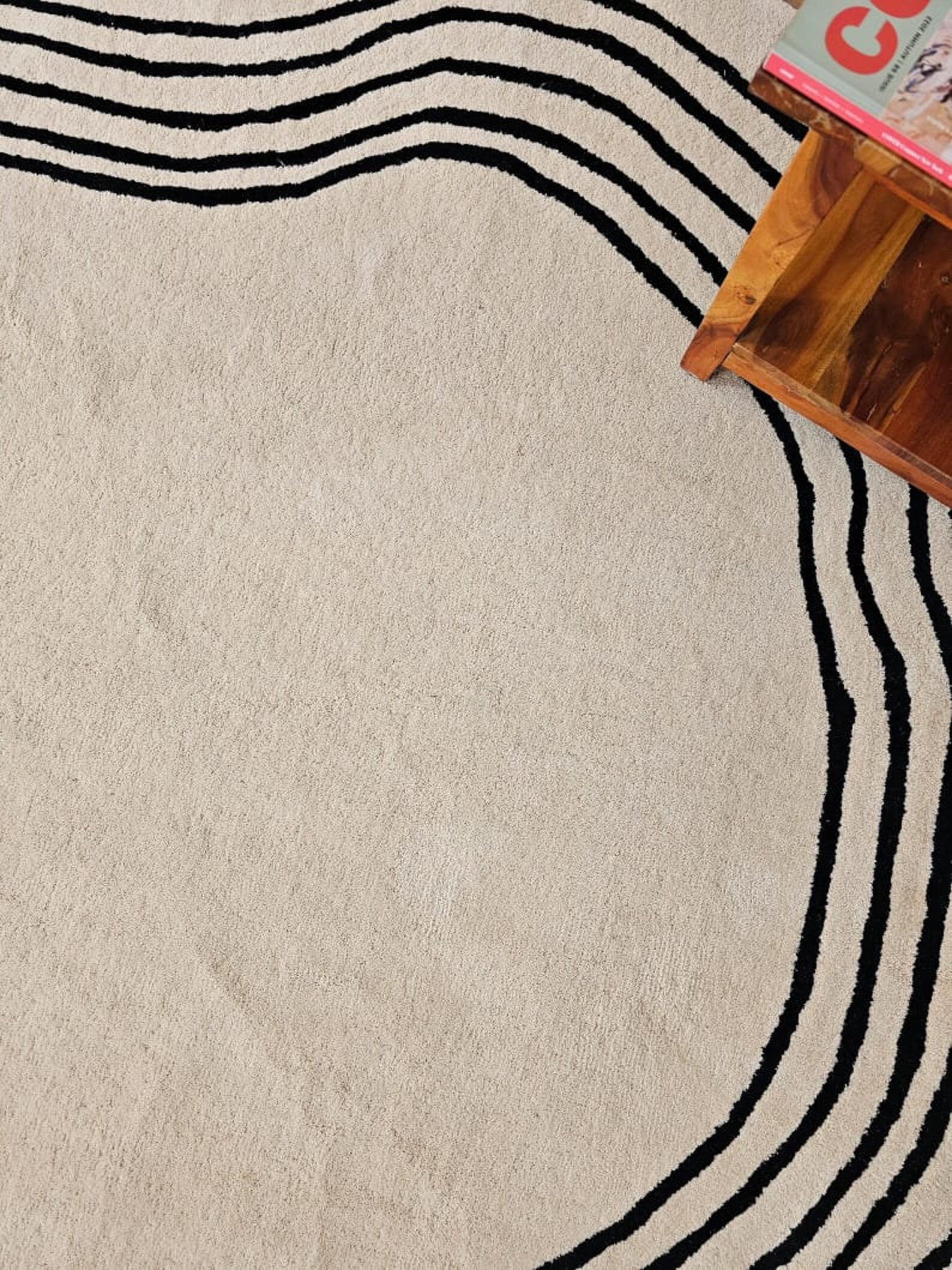 Solid Rug Bean Shaped Kidney Shaped Hand Tufted Large Area Rug Ivory ...