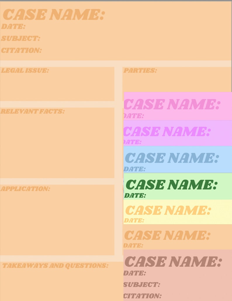 Pastel Case Brief Template for Law Students on Notability Good Notes - Etsy