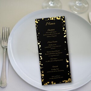 Cartões de menu glamourosos, casamentos, festas de aniversário, 5 cores de borda, 5 opções de cores de texto, download digital PNG
