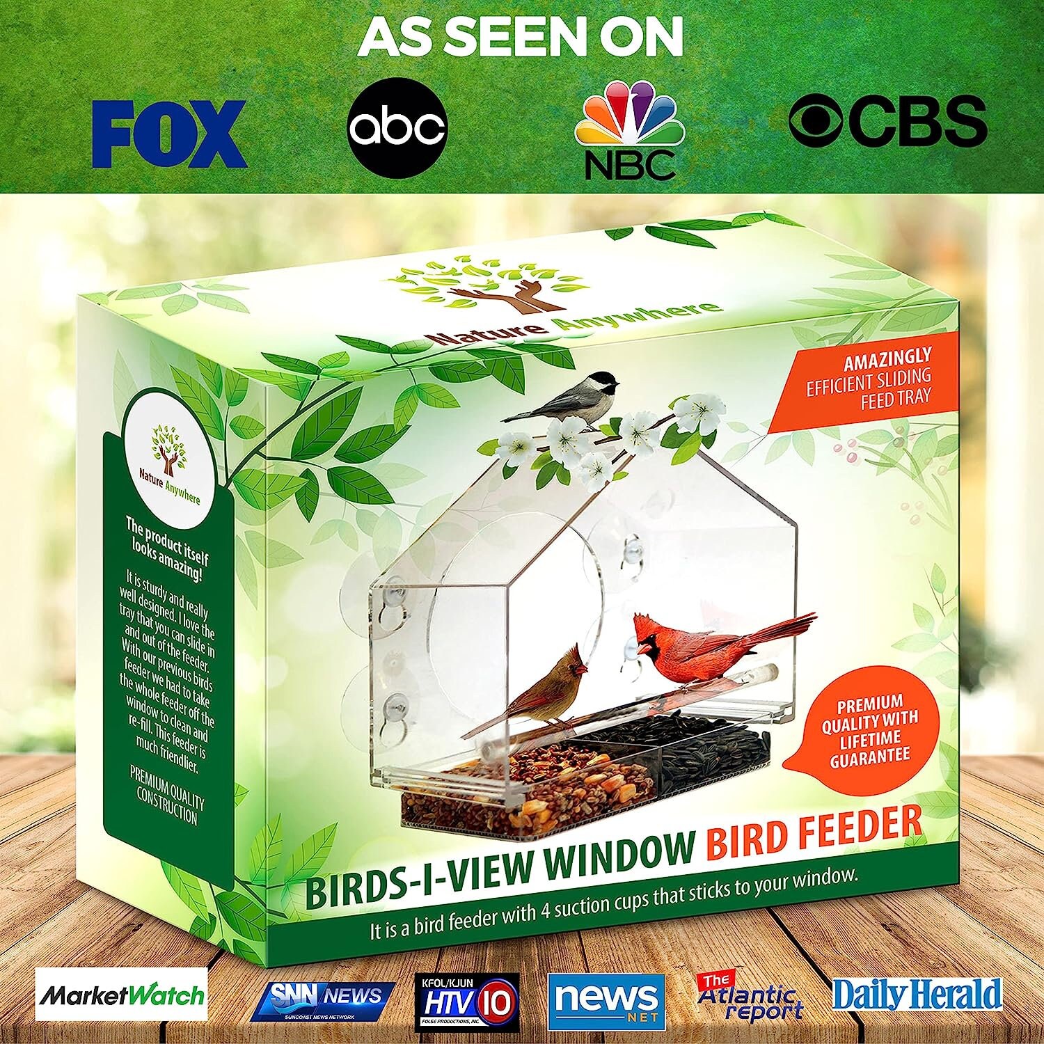 Window Bird Feeder, Valentine's Day Gift for Lovers, Enhanced Suction