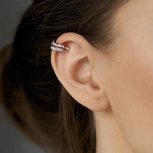 Sterling Silver Cuff Earring: Minimalist Double-Layer No Piercing