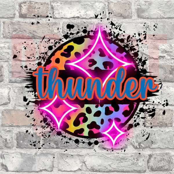 Thunder Neon Leopard Circle PNG | Sublimation | Screen Print | DTF | Team Name | Mascot