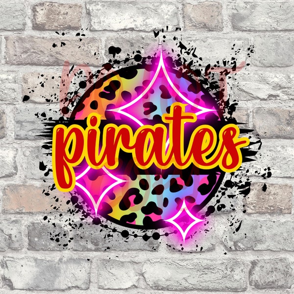 Pirates Neon Leopard Circle PNG | Sublimation | Screen Print | DTF | Team Name | Mascot