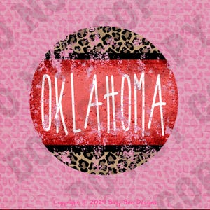 Oklahoma Distressed Leopard Circle PNG | Sublimacja | Sitodruk | DTF | Sport | Uczelnia | Boomer | Sooners