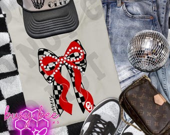 Sooners con lazo de diamante a cuadros PNG / Sublimación / Serigrafía / DTF / Deportes / Universidad / Oklahoma / Fútbol americano