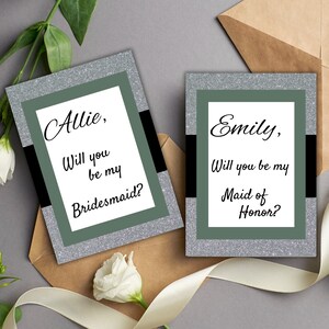 Sage Bridesmaid Proposal Card Editable Template Printable Card for Bridesmaid Gift Instant Download Customizable Wedding Party Proposal Card