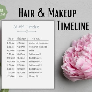 Wedding Party Glam Timeline Printable Wedding Day Itinerary Digital ...