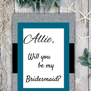 Blue Bridesmaid Proposal Card Editable Template Printable Card for Bridesmaid Gift Instant Download Customizable Wedding Party Proposal Card