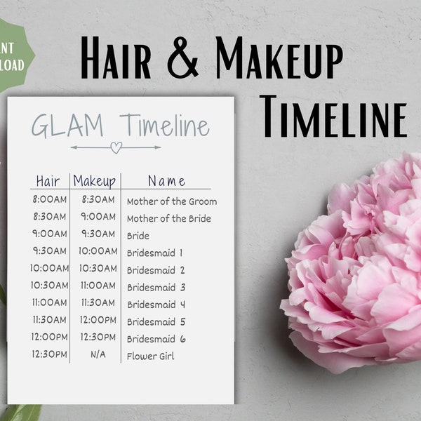 Hair and Makeup Timeline Template - Etsy