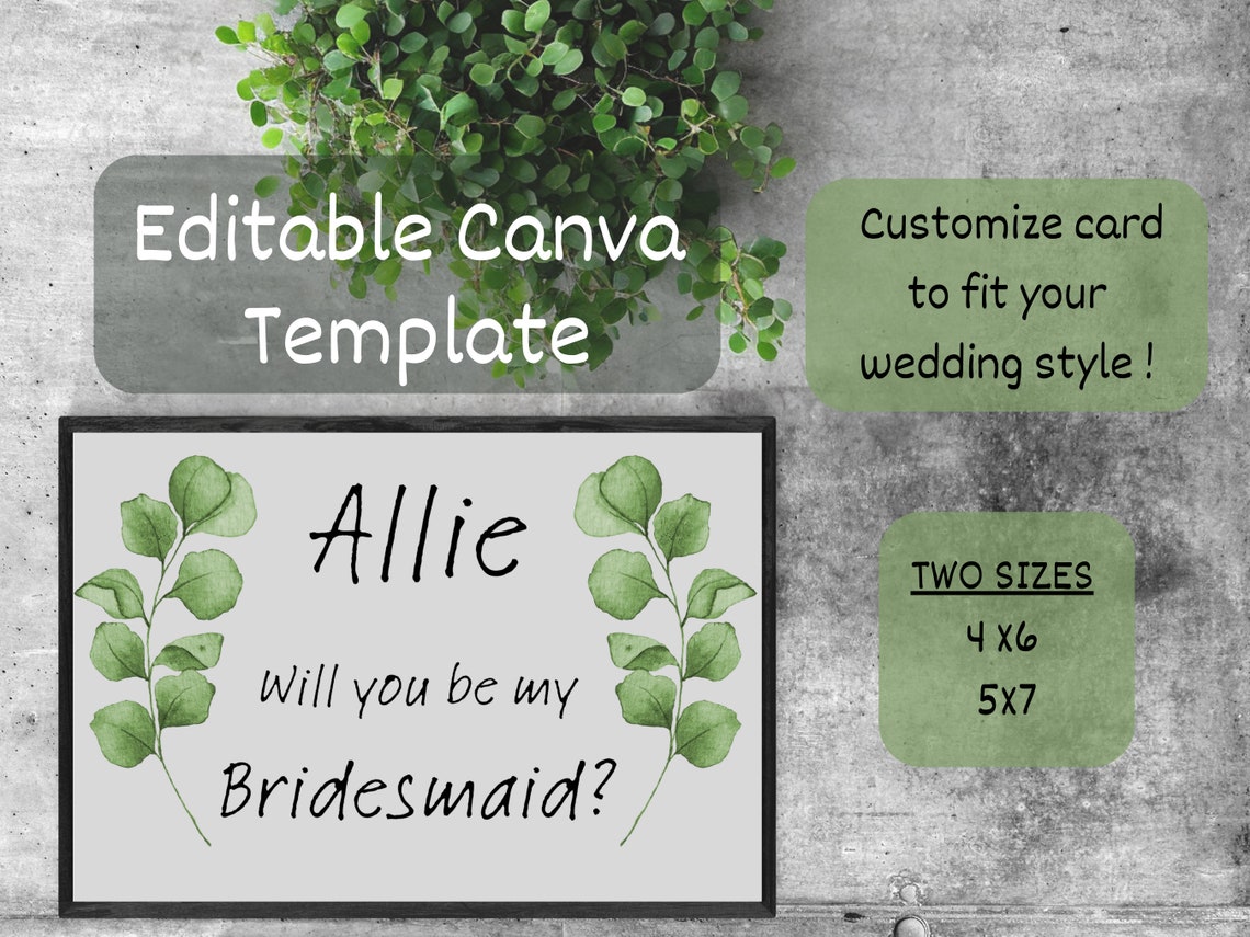 Bridesmaid Proposal Card Template Printable Instant Download Wedding ...